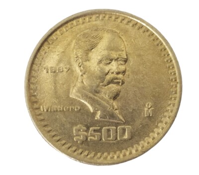 メキシコ 500ペソ 1987年 35%ズレ打ち エラー Doubling in $500 pesos Fco I Madero 1987 moneda con error de