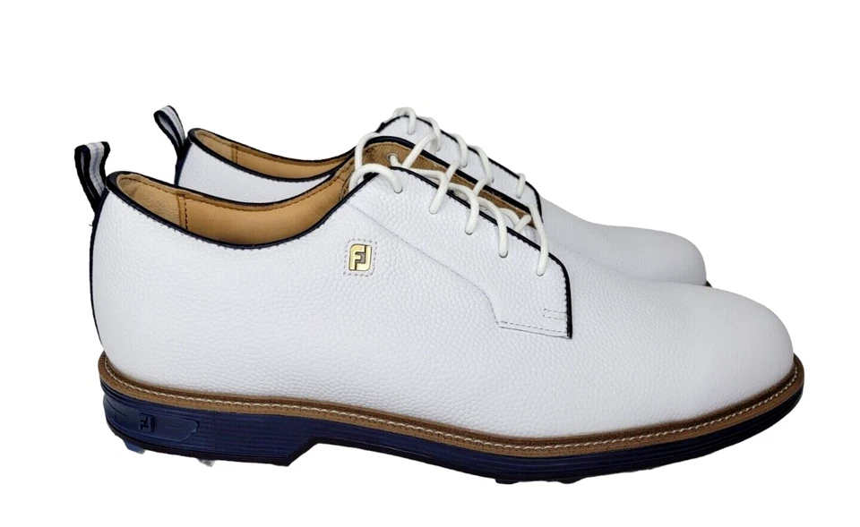 NOVO- Sapatos de golfe FootJoy Dryjoys Premiere Series "Campo", branco/marinho, 11 M - Imagem 3 de 4
