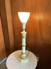 Vintage Hollywood Regency Tole Paint Torchiere Table Lamp 28"~ Milk Glass Shade