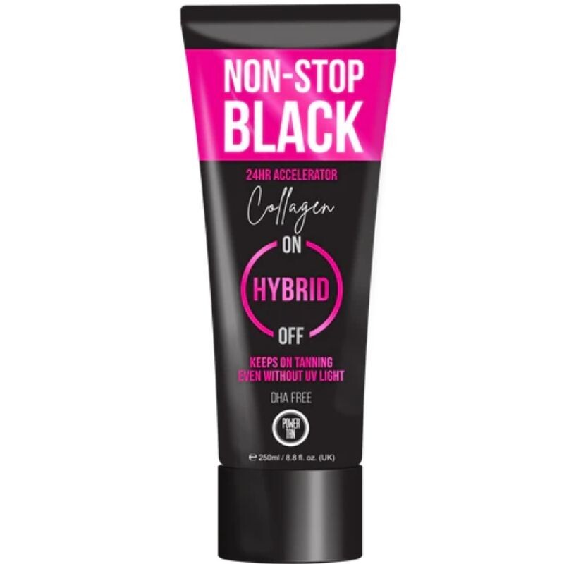 Power Tan Non-Stop Black Collagen Hybrid UV Sunbed Tanning Accelerator 250ml