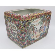Large Antique Chinese Famille Rose Ceramic Planter