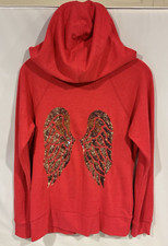 Victoria’s Secret Golden Angel Wings Supermodel Hoodie In Hot Rose Red Size M