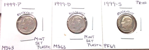 1999-P MINT STATE / 1999-D MINT STATE / 1999-S HIGH END PROOF ROOSEVELT DIMES