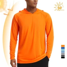 UPF50+ Men's Long Sleeve Fishing Shirts UV Protection Hoodie Casual Sport Shirts