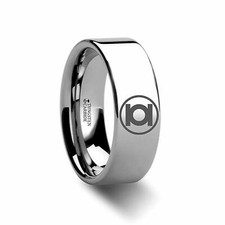 Green Lantern Symbol Super Hero Polished Tungsten Engraved Ring Jewelery - 8mm