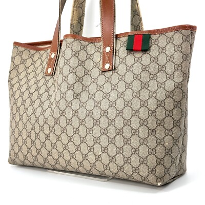 Gucci Sherry Line Tote Bag PVC Brown 211134 Authentic | eBay