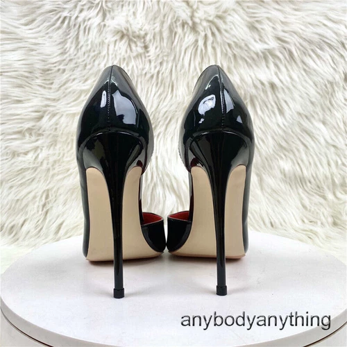 Scarpe eleganti da donna decolte in pelle verniciata tacco alto a punta stiletto festa - Foto 6 di 21