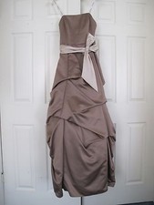 David's Bridal Prom Dress ball gown w pintucks champagne sz 6 FREE SHIP