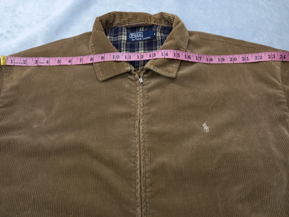 VTG Polo Ralph Lauren Corduroy Bomber Jacket Men Brown Lined 100