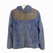 The North Face Girls XL Fuzzy Fleece Hooded Jacket Blue Gray