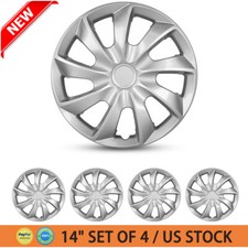 14 Set Of 4 Silver Wheel Covers Snap On Full Hub Caps Fit R14 Tire Steel Rim