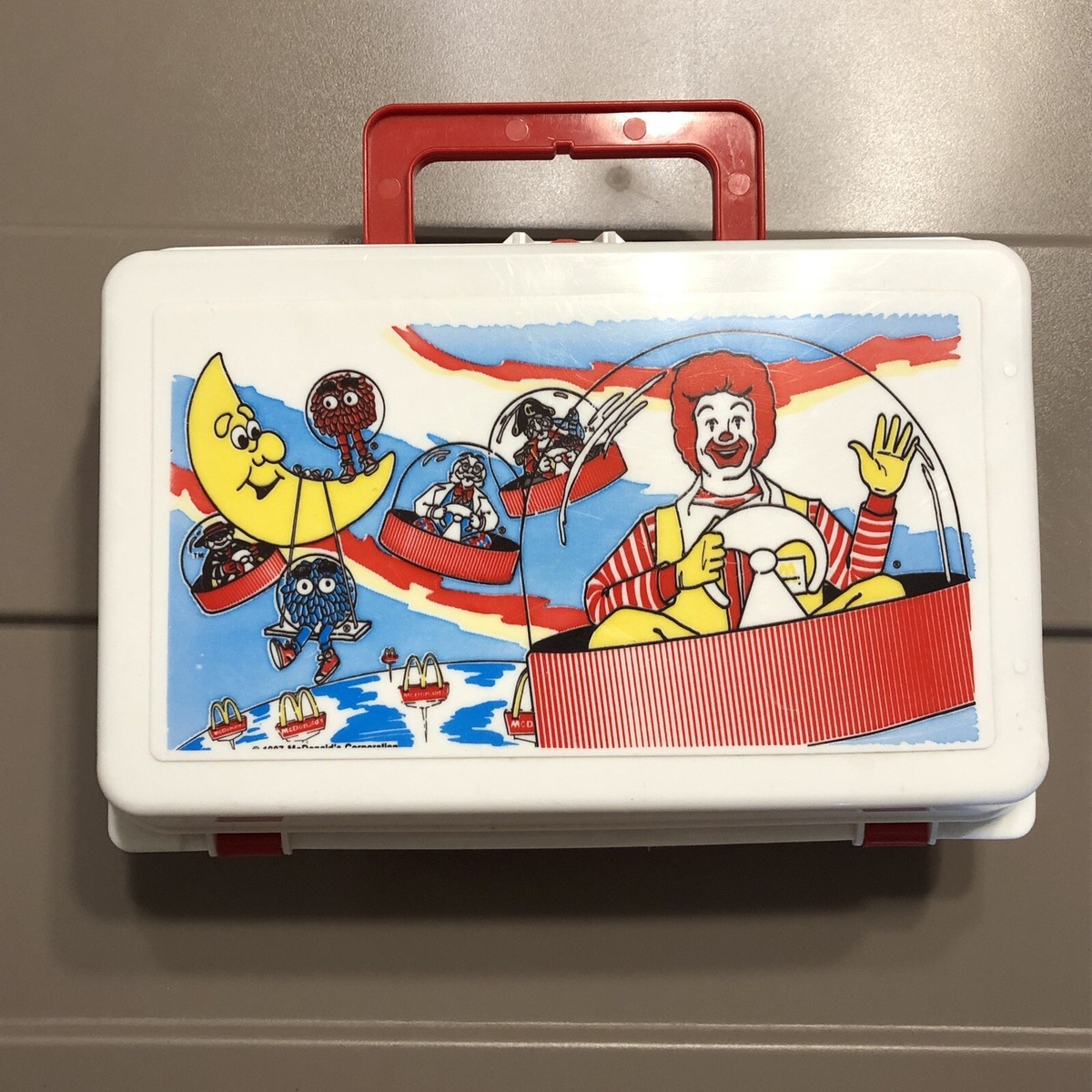 1987年 マクドナルド COSMAC Crayola ミールトイボックス 紙物 McDonalds 1987 Plastic Crayon Box Case Supply School Box