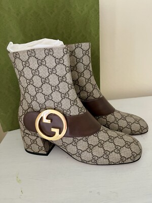 NWB Gucci GG Supreme Blondie Chuck Heel Side Zip Boots Booties EU