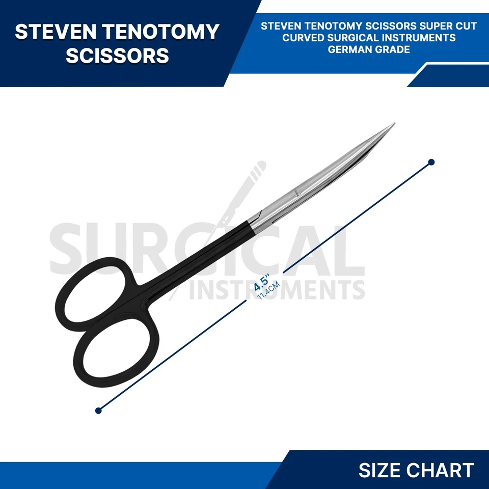 SuperCut Scissors Stevens Tenotomy Surgical Instruments Curved 4.5" German Grade - Image 2 of 4