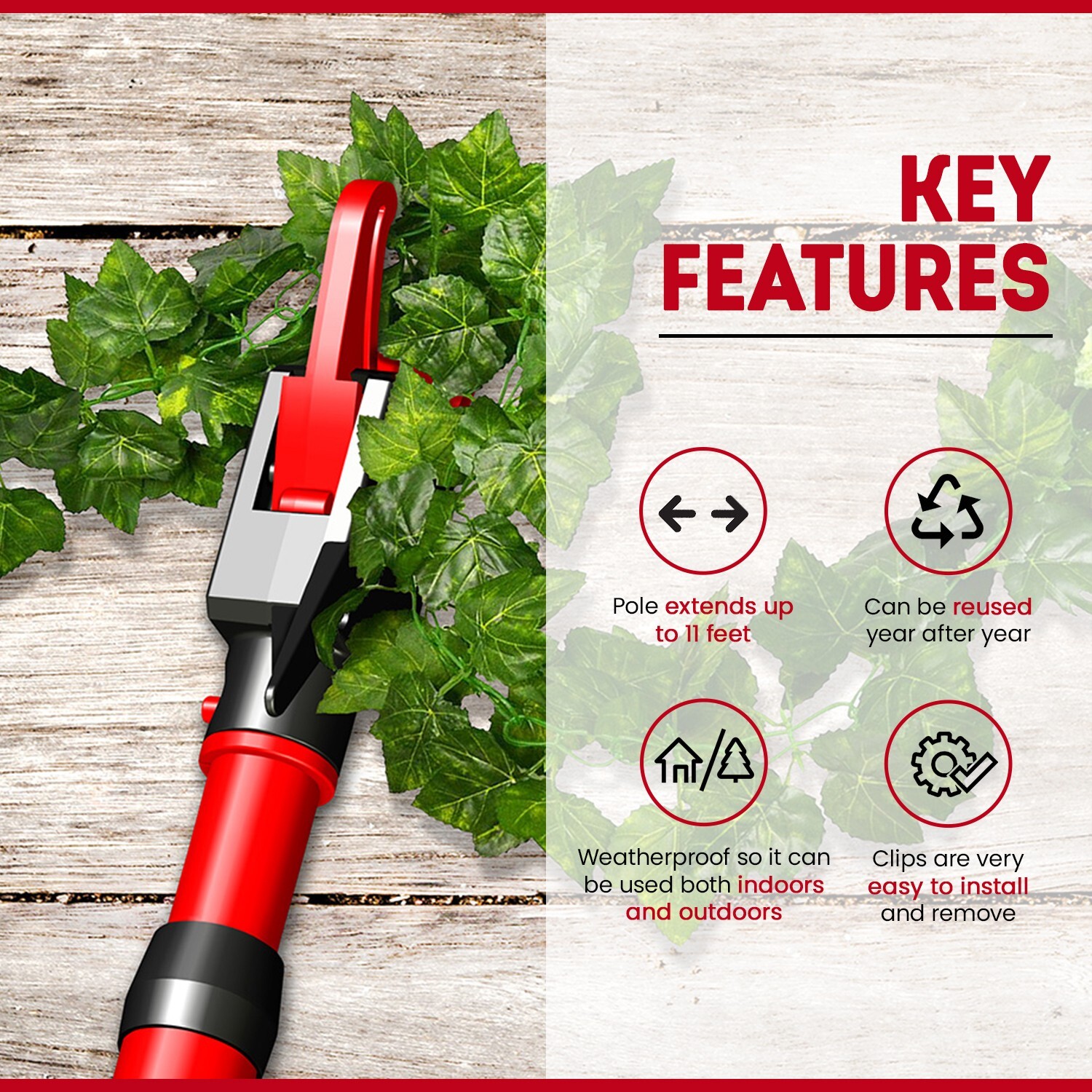 No Ladder PRO MAX Christmas Light Hanging Pole with Dual Heads & 25