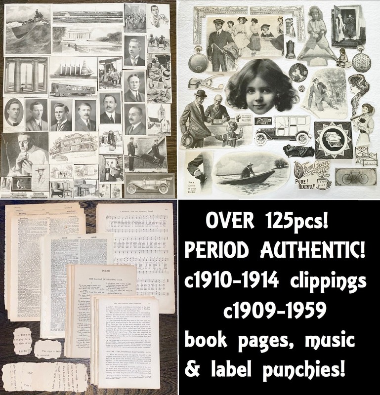 c1900s! Magazine Clippings,Book Pages,Music~Junk Journal Ephemera Vtg Paper Lot