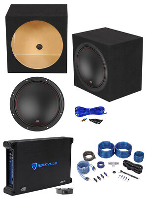 MTX 7512-44 12'' 1500w Subwoofer+Sealed Sub Box Enclosure+Mono Amplifier+Amp Kit