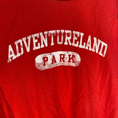 Gildan Ultra Cotton Men’s Large Tang Top Red Adventure Land White Lettering - Picture 1 of 4