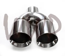 Universal Polished Stainless Weld-On Dual Tip 3" Single Inlet x 4" x 9" Length