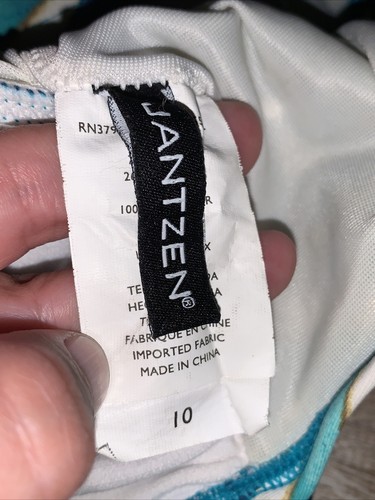 Jantzen One Piece blauer Badeanzug Made in USA Größe 10 Aquagold Zebrastreifen - Bild 5 von 12