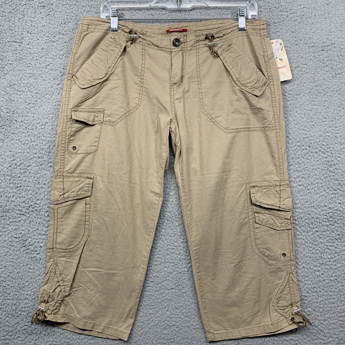 NEW Union Bay Cargo Capris Women's Size 9 Khaki Drawstring Hems Mid Rise  NWT