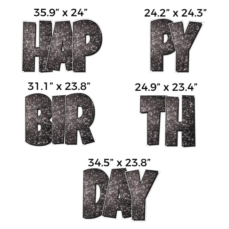 Juego de letreros de patio de feliz cumpleaños brillante de 24" EZ | 5 piezas decoraciones de césped al aire libre Foto 4 de 4