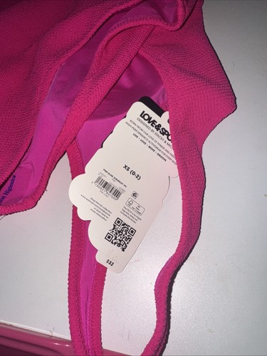 Women's LOVE & SPORTS Scrunchy Pink 1-Piece Swimsuit Plus Size XS (0-2) See Pics - Picture 11 of 15