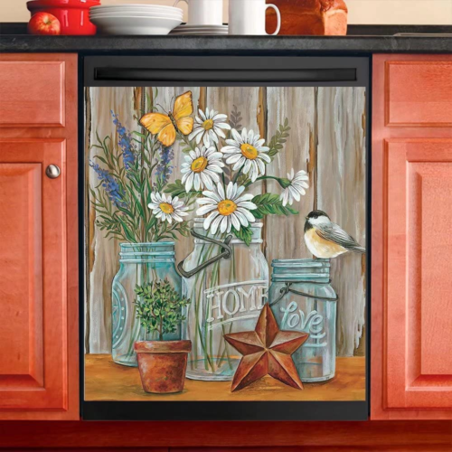 Vase Flower Dishwasher Cover Magnet Kitchen Decorative, Sunflower Refrigerator D - Picture 1 of 7