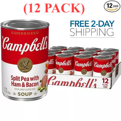 Campbell'S Condensed Split Pea Soup with Ham and Bacon Natural Smoke 12 Pack