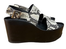 Vince Idalia Leather Platform Wedge Sandals Python Embossed Size 8 EUR 38 350.