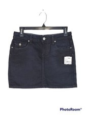 Paige Fairfax Dark Wash Flap Pocket Denim Mini Skirt Made in USA Y2K NWT Sz 26