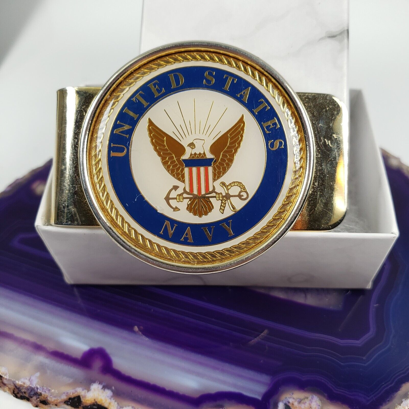 U.S. Navy Gold Tone Money Clip & ID Cash Holder-image