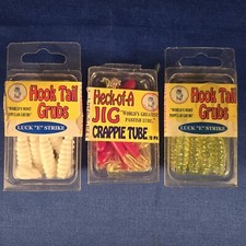 Variety Lot of 3 Luck "E" Strike Hook Tail Grub and Crappie Tube Assorted Colors