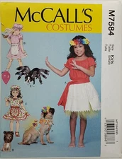 McCall's M7584 Halloween Costumes for Kids & Dogs Hula Girl, Miss Muffet Sz 3-8