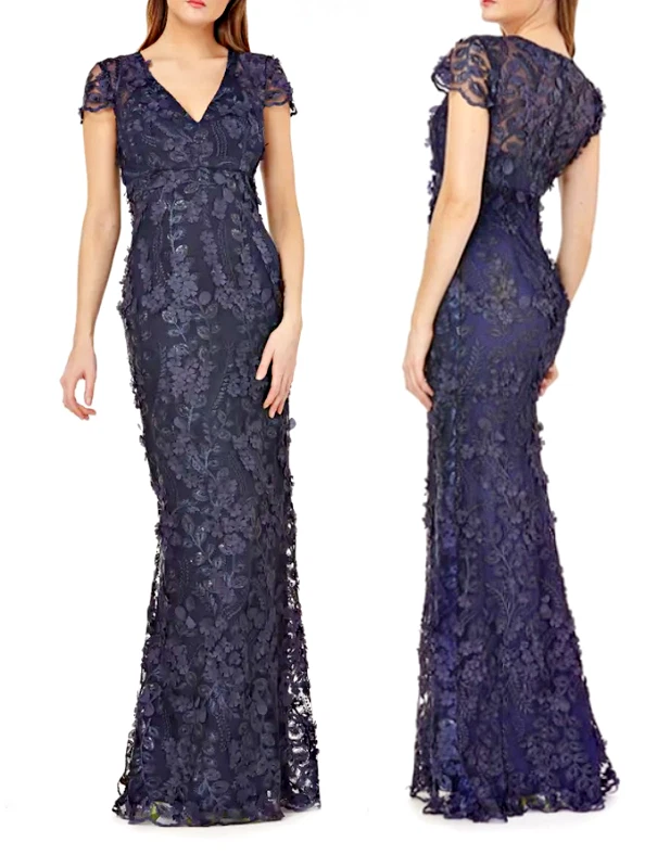 Carmen marc valvo clearance infusion petals embellished gown
