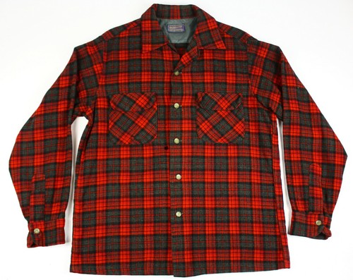 Vintage Pendleton Red Black Plaid Wool 