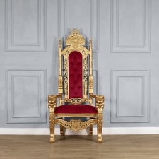 Throne Chair -  Wedding Chair - Gold  Frame - Lion Chair , Red Velvet