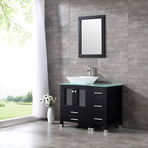 36 Modern Bathroom Vanity Cabinet Ceramic Vessel Sink Bowl Top W