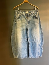 Free People We the Free Good Luck Mid Rise Barrel Medium Wash Jeans Women  s 31S