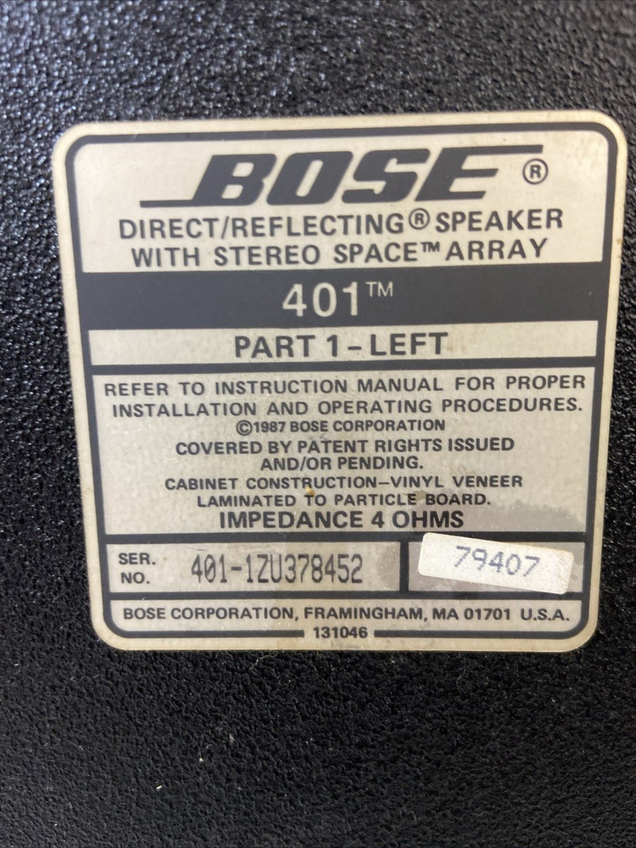 Bose Speakers 401, Direct Reflecting Speakers with Stereo Space