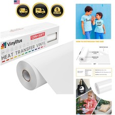 Heat Transfer Vinyl-12 x 50ft White Iron on Vinyl Roll for Shirts, HTV Vinyl...