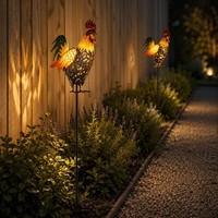 Steckleuchte Solarlampe AußEnleuchte Balkon Hahn Erdspieß Figur Led 2Er Set