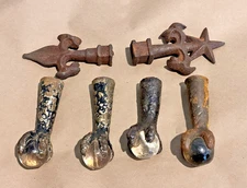 Mixed Lot 4 Antique Brass Claw Feet Glass Ball Piano Stool 2 Cast Iron Finials