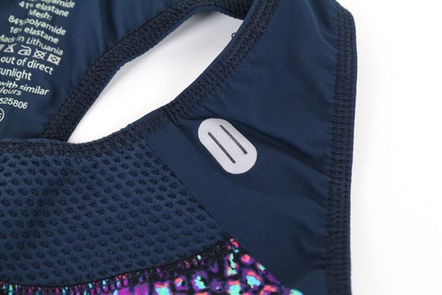 SWEATY BETTY Run Tank Women Sport Bra 2XS Purple Stretch Patterned Mesh Cropped - Picture 6 of 6