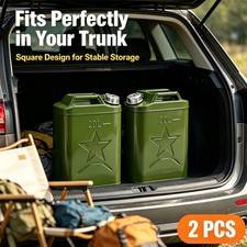 2PCS 5Gallon 20L Jerry Can Metal Steel Tank Military Style Storage Gas Can Green