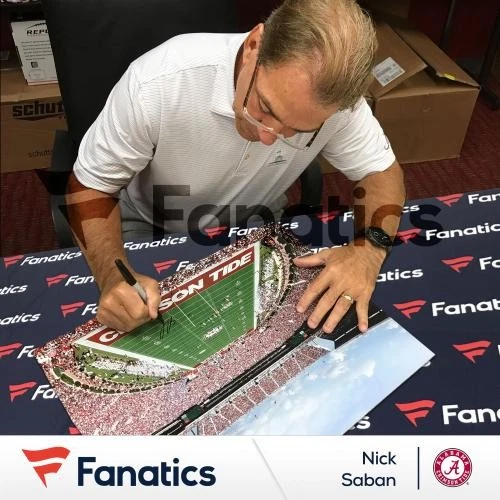 Foto firmada por Nick Saban Alabama Crimson Tide 16x20 Bryant Denny Stadium Foto 2 de 2