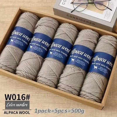 Alpaka Wolle Alpaca 5 x 100g 500g NS 4-5mm Strickgarn weich zum Stricken beige