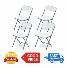 4 Pack Resin Folding Chairs, White Portable Indoor Outdoor Chairs