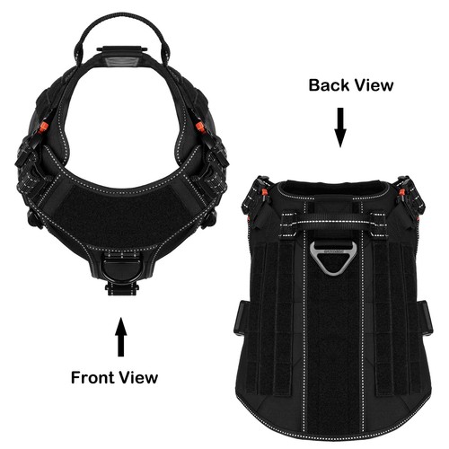 Tactical Dog Harness,X-Large Size, 2X Metal Buckle,Working Dog MOLLE Vest wit... - Picture 3 of 5