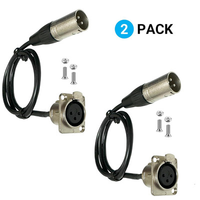 Premium XLR Pass through Cable, No Solder, Patch Panel, (Female to Male 2-Pack)